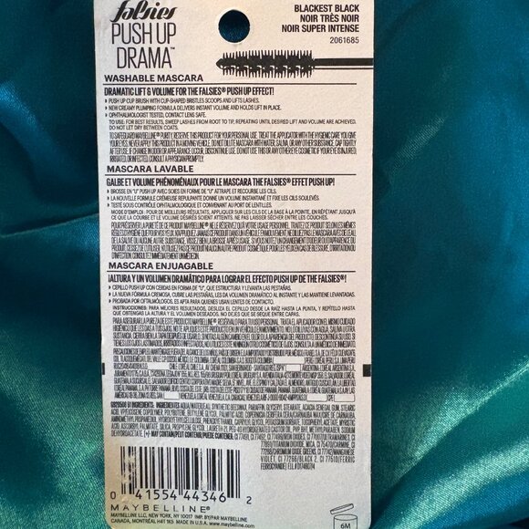 Maybelline #304 FALSIES PUSH UP DRAMA MASCARA Blackest Black NEW SEALED HTF - Picture 2 of 3